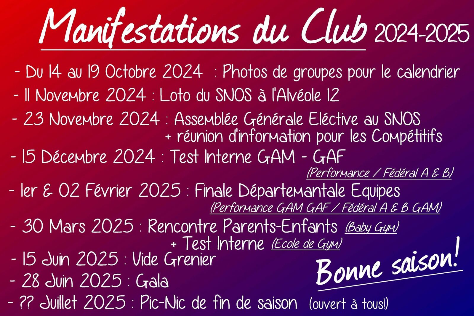 Manifestations du club