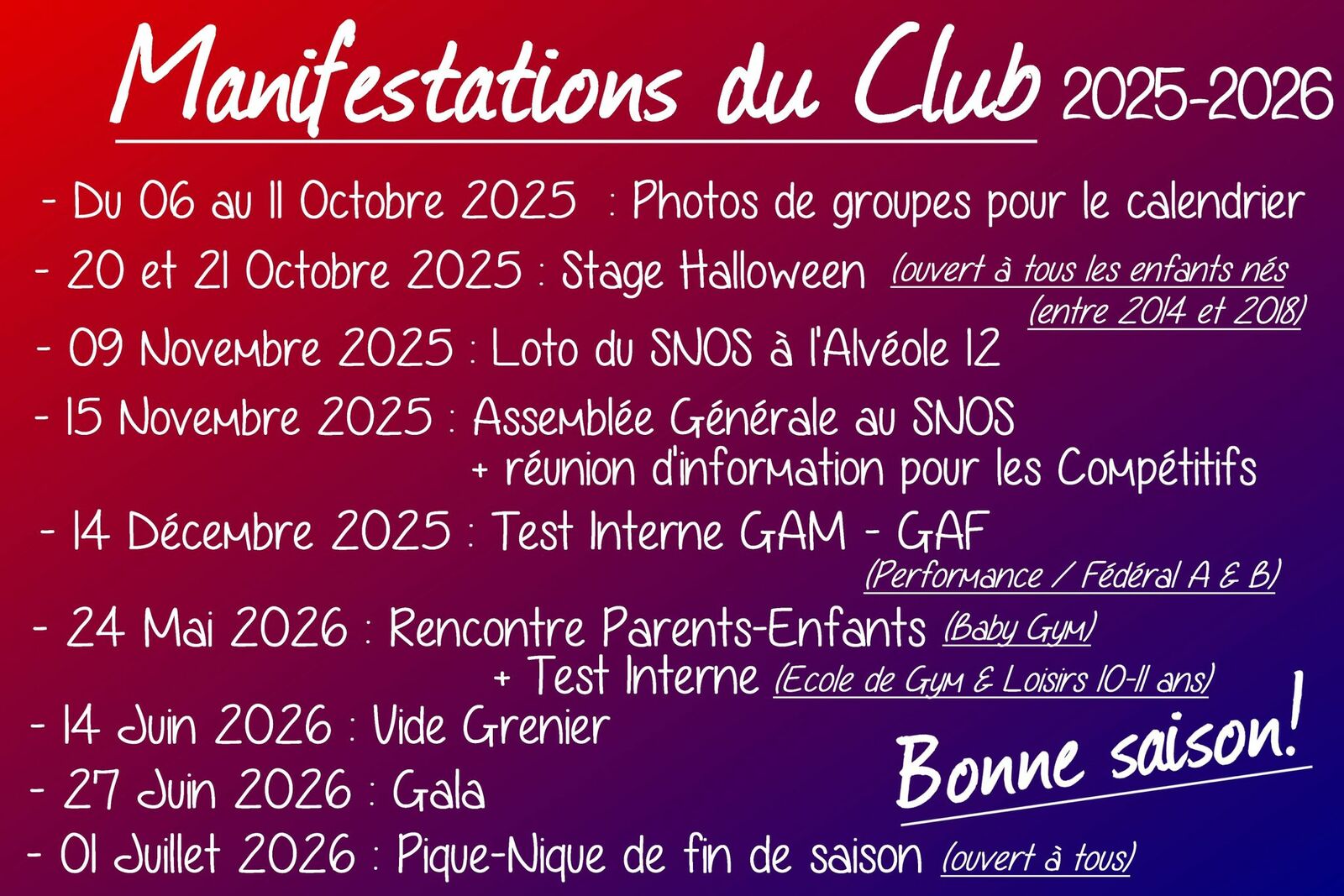 Manifestations du club