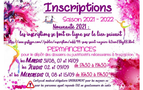 Inscriptions saison 2021-2022